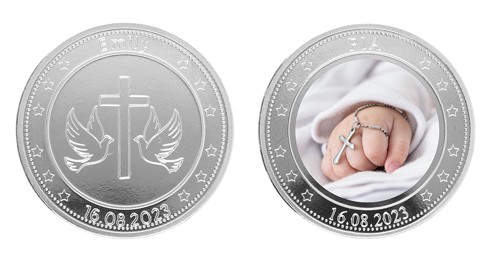 custom silver baptism coins 