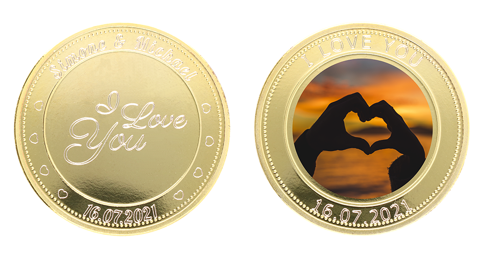 engraved gold coin for him